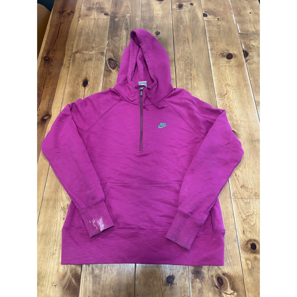 Nike Women's (Youth L) Pink 1/4 Zip Hoodie Sweatshirt Activewear Pullover